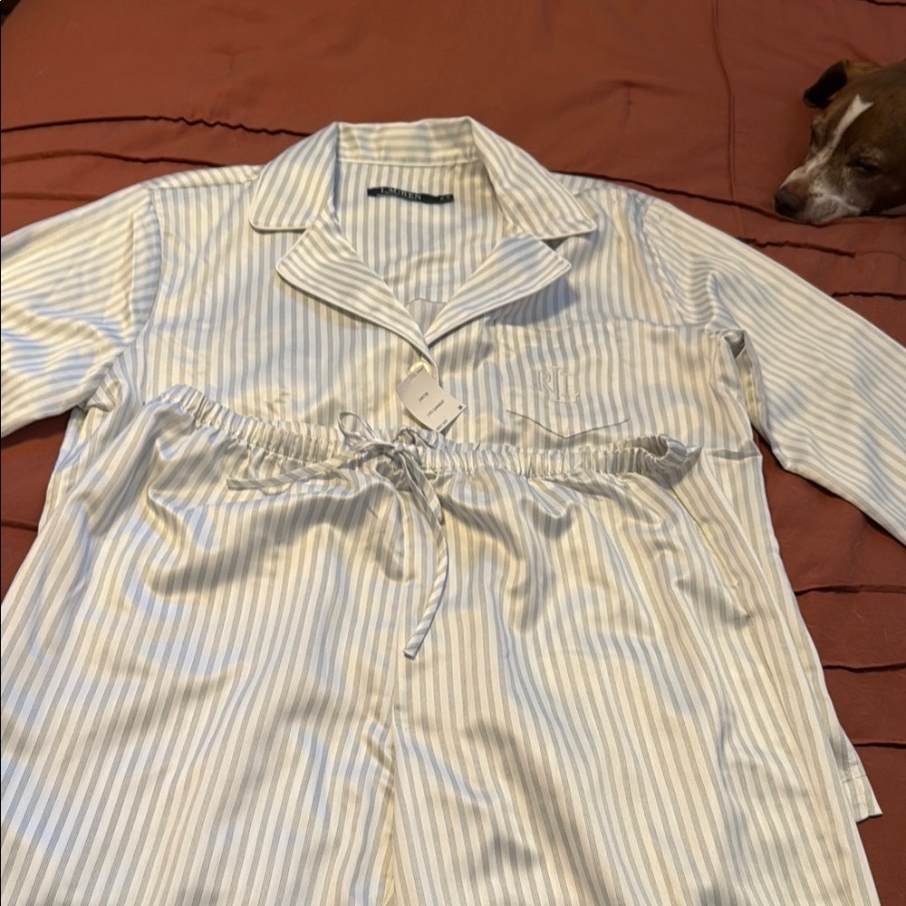 Ralph Lauren White and Gray Striped Shirt